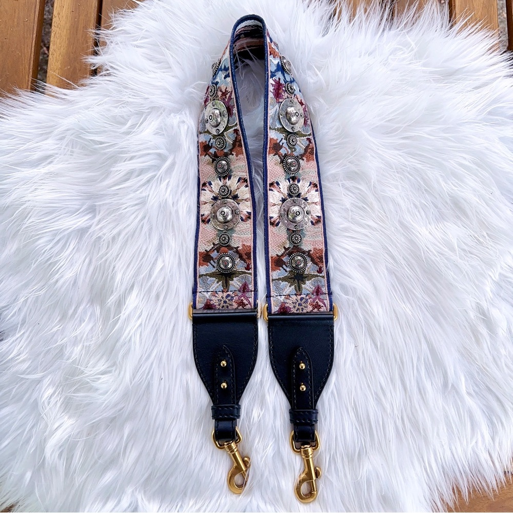 Authentic Christian Dior Bohemian Floral Shoulder Strap Embellished Canvas $1700